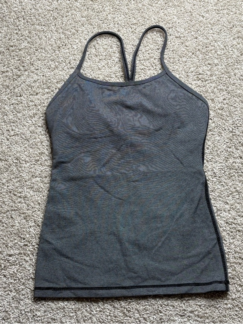 lululemon athletica Gray/Black Strappy Tank Top (Size 4)
